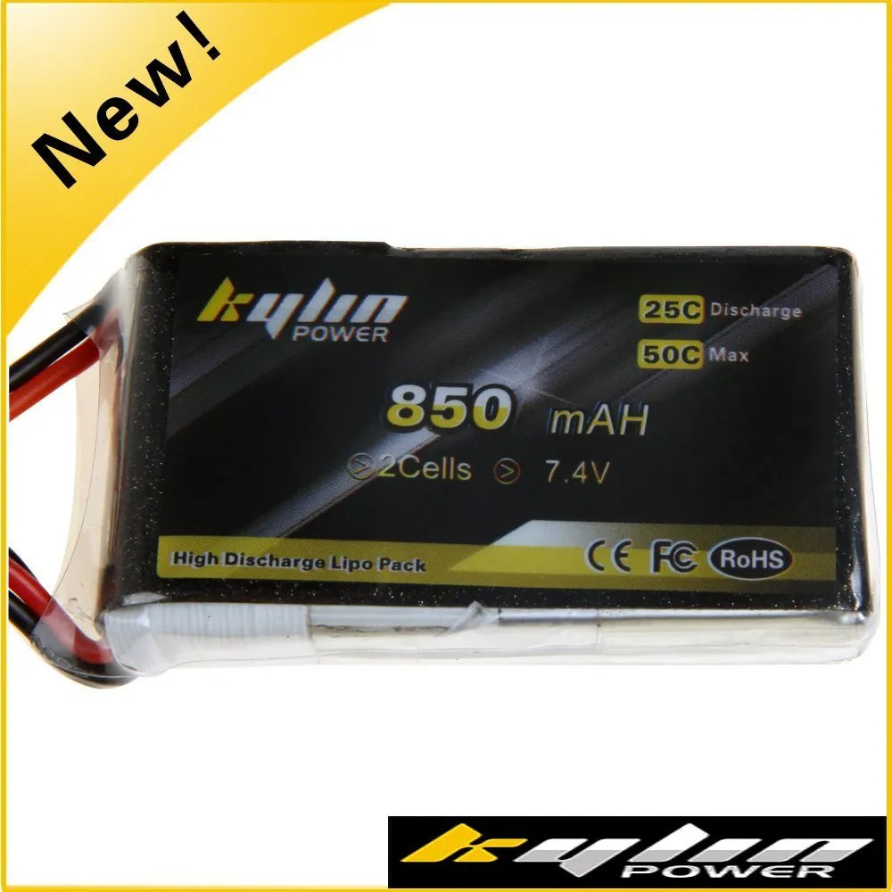 850mAh 7.4V 25C JST Lipo Battery