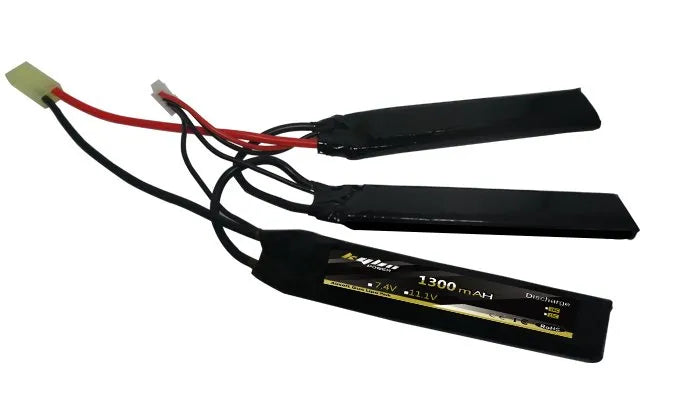 1300mAh 11.1V 20C/25C Lipo Battery with 3 Nodes for Airsoft Guns