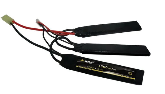 1300mAh 11.1V 20C/25C Lipo Battery with 3 Nodes for Airsoft Guns