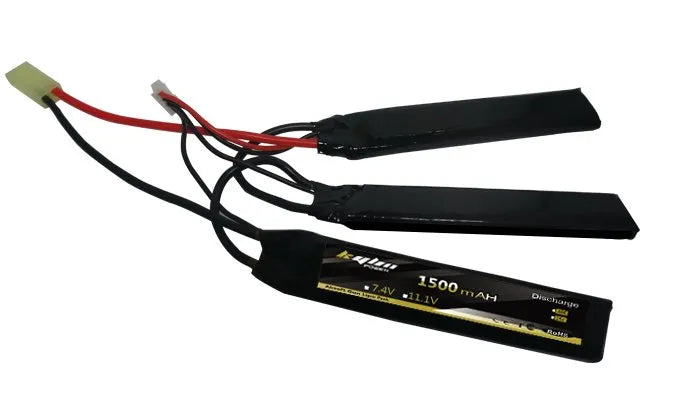 1500mAh 11.1V 20C/25C Lipo Battery with 3 Nodes for Airsoft Guns