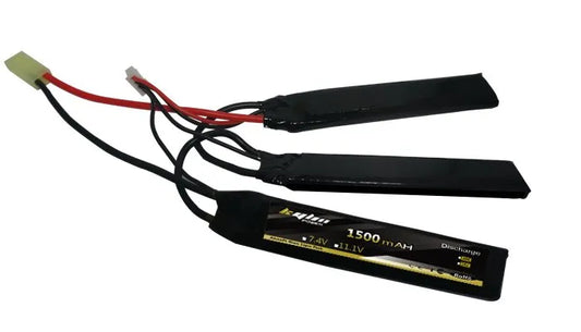 1500mAh 11.1V 20C/25C Lipo Battery with 3 Nodes for Airsoft Guns