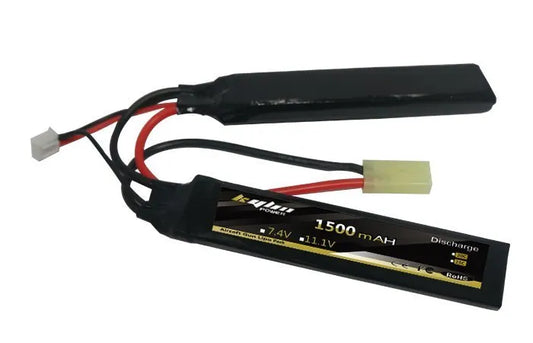 1500mAh 2S 7.4V 20C/25C Lipo Battery with 2 Nodes for Airsoft Guns