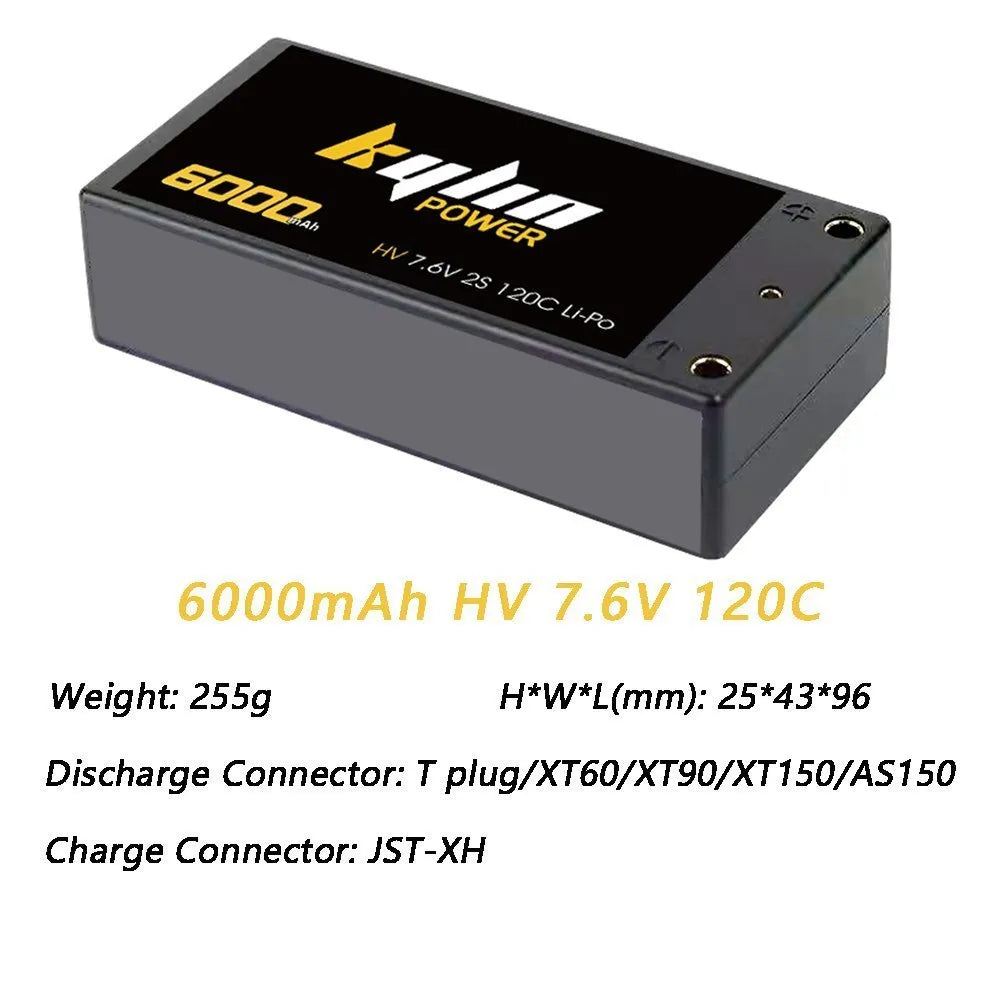 6000mAh HV 7.6V 120C Hard Case Lipo Battery for Racing Car