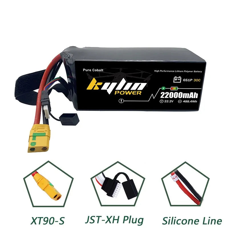 22000mAh 6S 22.2V 25C Lipo Battery with AS150 + XT150 for Multirotor