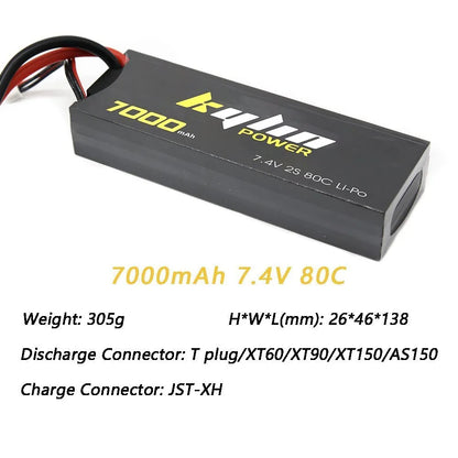 7000mAh 7.4V 80C Hard Case Lipo Battery