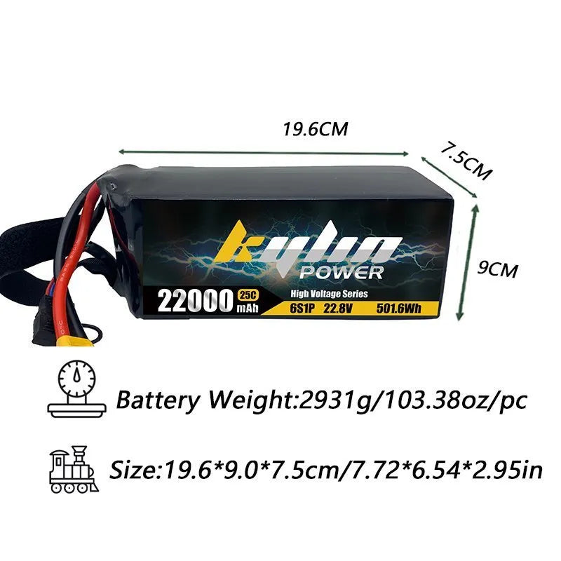 22000mAh 6S 22.8V 25C High Voltage Lipo Battery