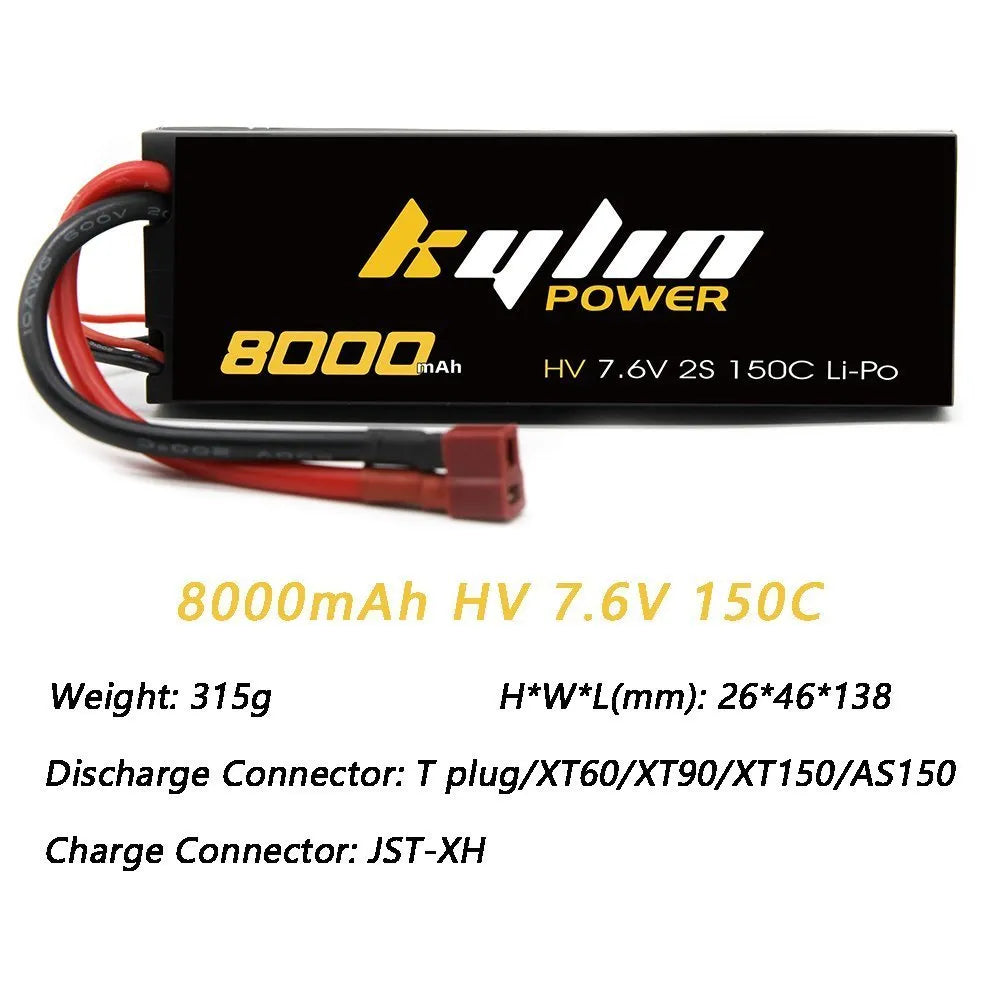 8000mAh HV 7.6V 100C/150C Hard Case Lipo Battery for Racing Car